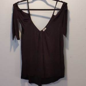 Free People Black Tie Sleeve Top